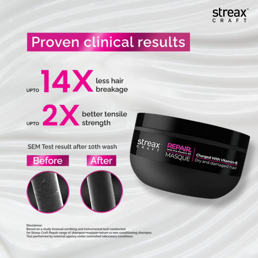 Streax Craft Repair Mask Hair Spa For Dry and Damaged Hair Repair With Pro Vitamin B-5 | Grocsy