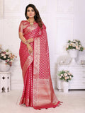 Aastha Fashion Magenta Organza Silk Weaving Saree | Grocsy