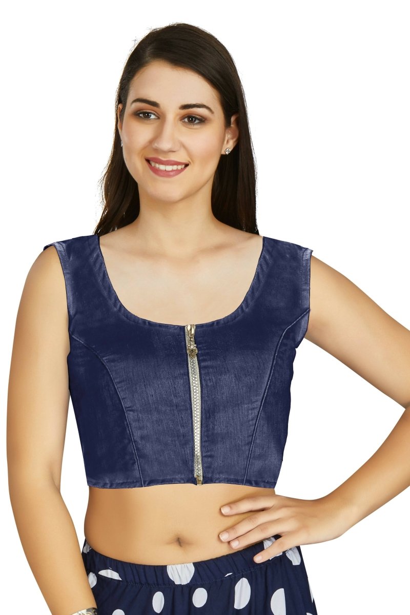 Aastha Fashion Women's Navy Blue Art Silk Designer Traditional Readymade Blouse | Grocsy