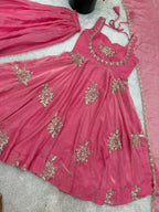 Teeya Creation New Womens Trendy Embroidery Sequence Work Pink Kurta Set | Grocsy