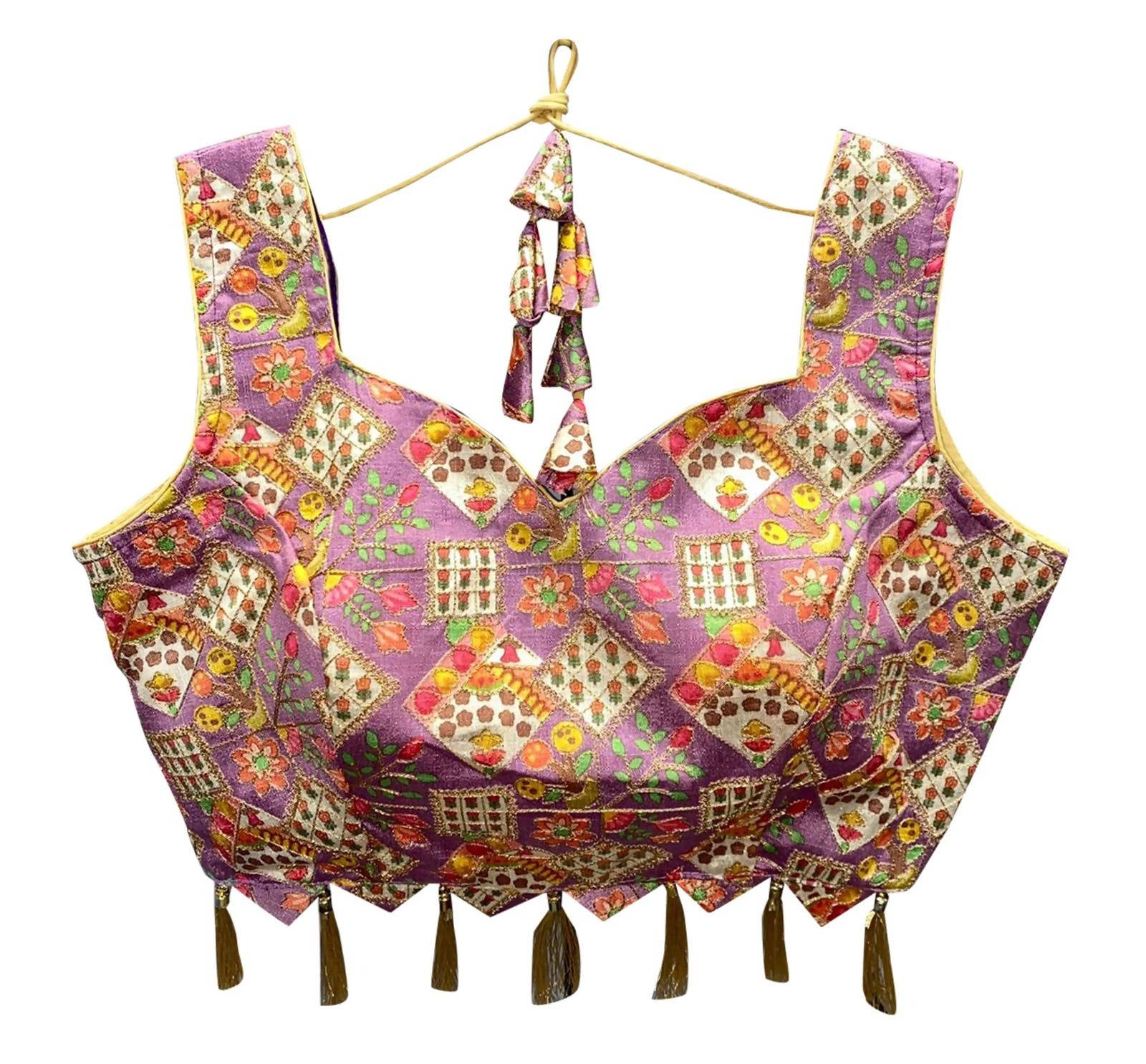 Vamika Wine Red Banglori Silk Digital Print And Embroidery Blouse | Grocsy
