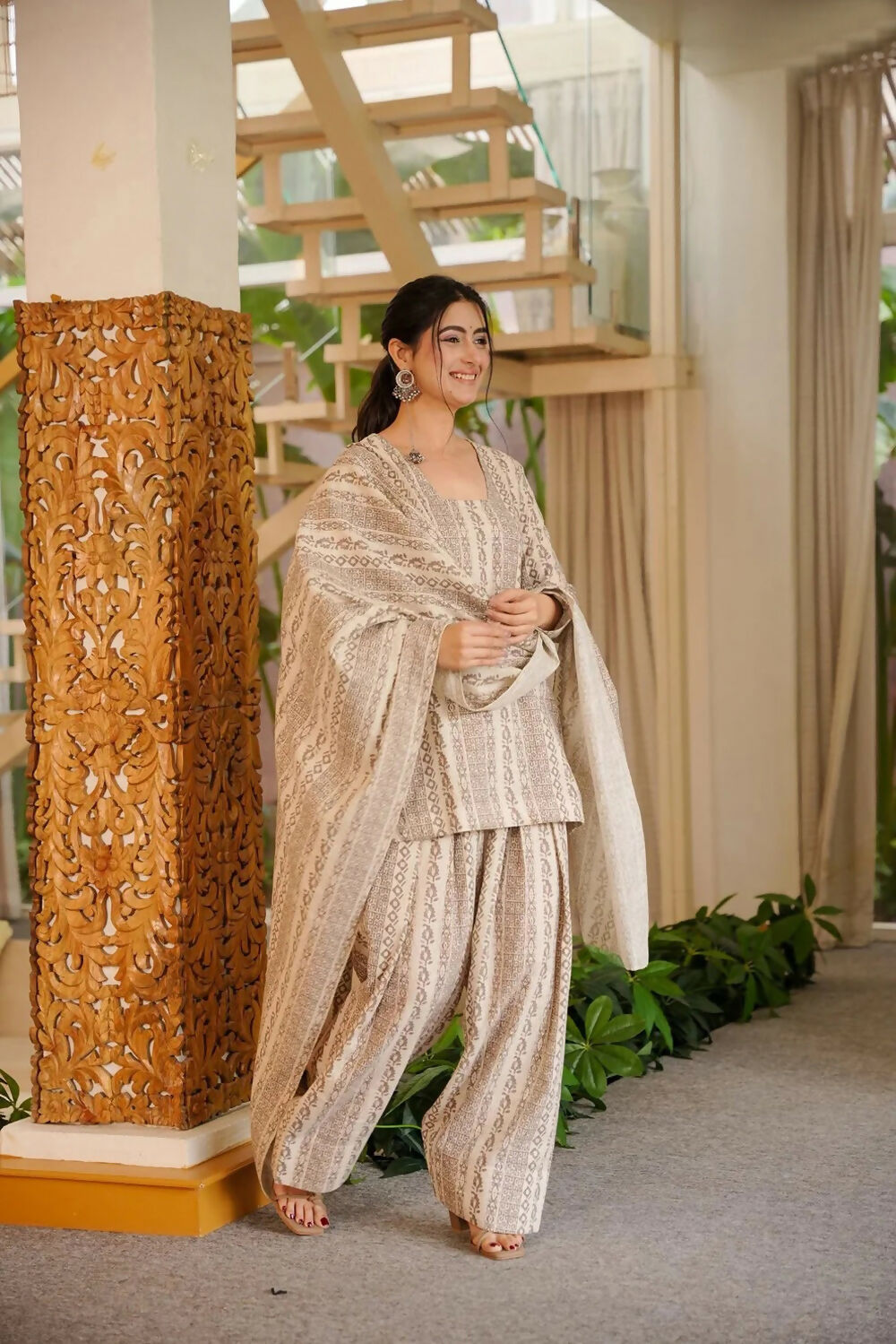 Aayaa Designer Cotton Silk Farshi Salwar Set - Off White | Grocsy