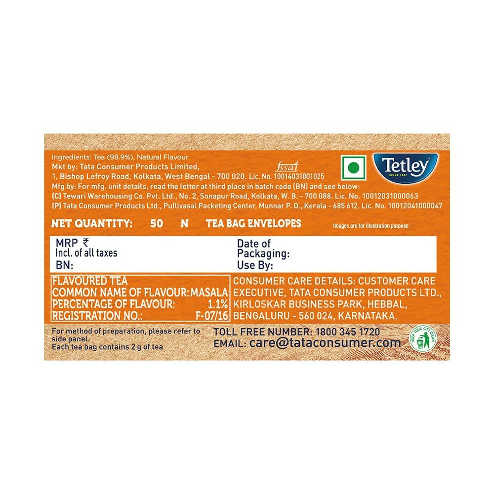 Tetley Masala Chai With Natural Flavour Black Tea Bags | Grocsy