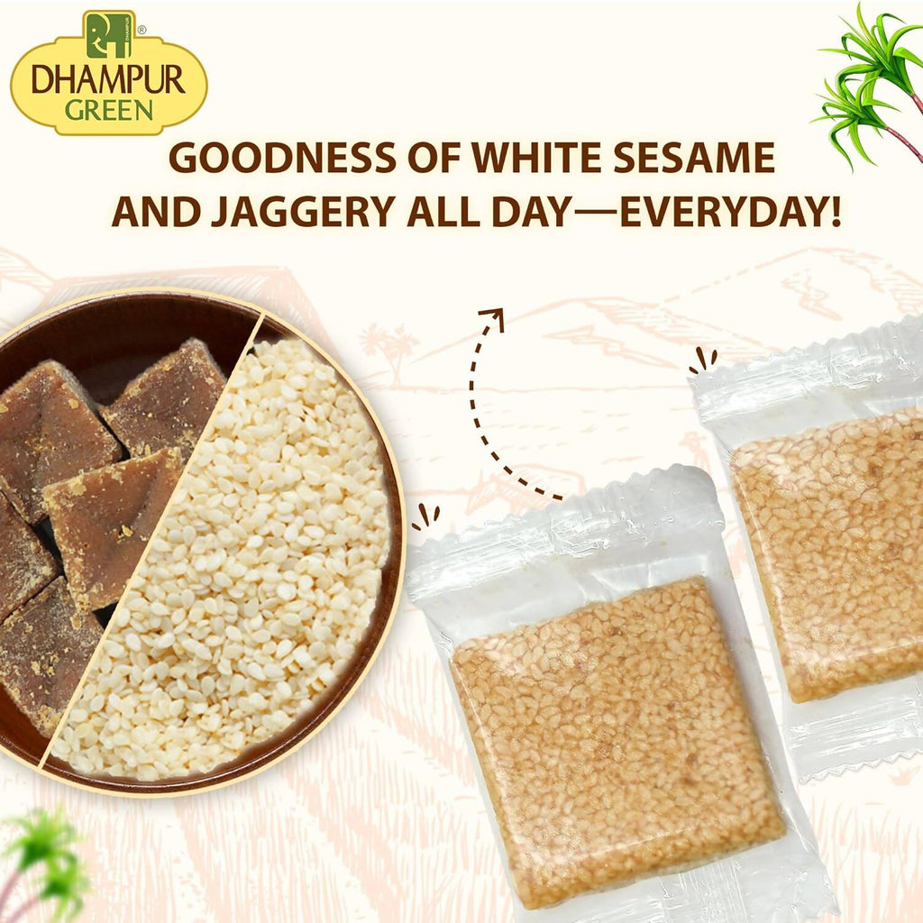 Dhampur Green Sesame Jaggery Chikki | Grocsy
