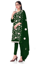 Green Organza Silk Embroidered Work Unstitched Dress Material - Tanvi | Grocsy