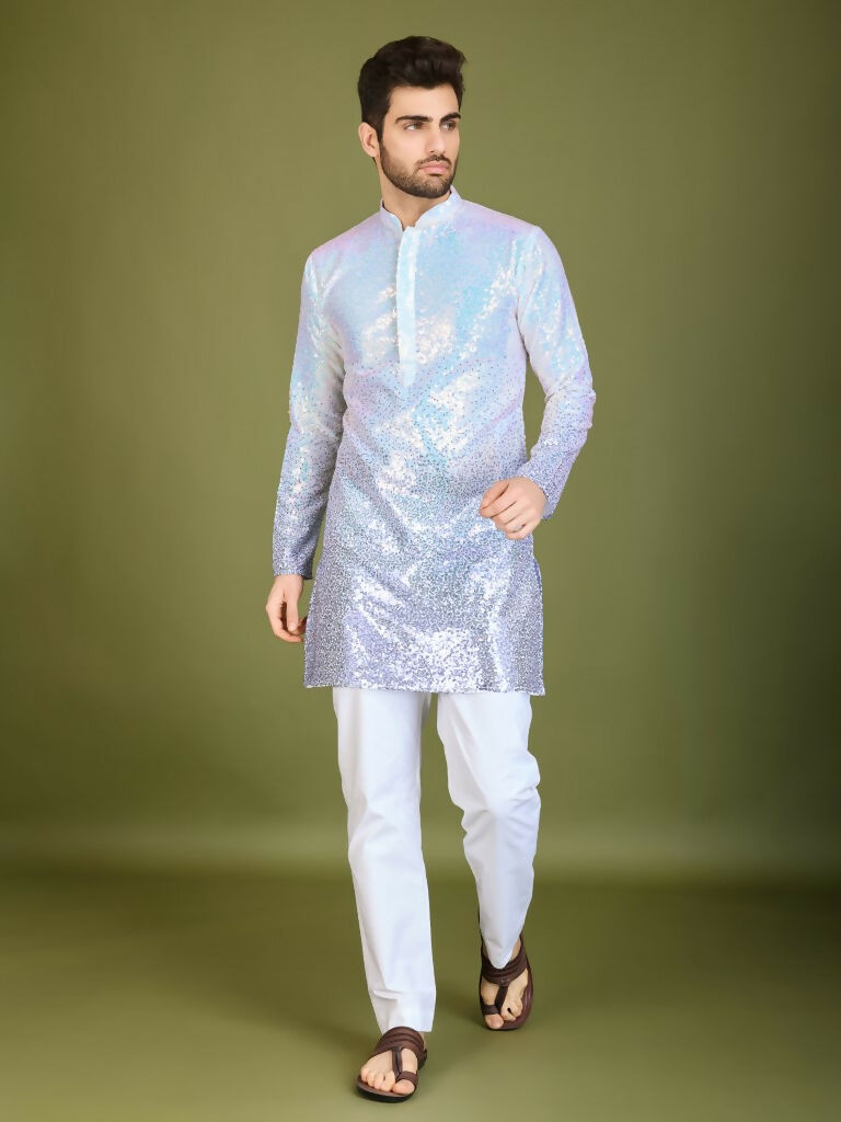 Vastranavya Ombre Purple Premium Real Georgette Thread Sequence & Embroidery work Kurta | Grocsy