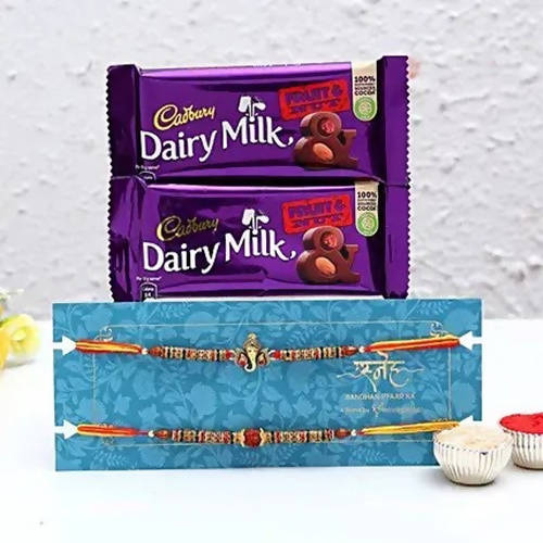 Shree Rakhi Set and Fruit N Nut Chocolates | Grocsy