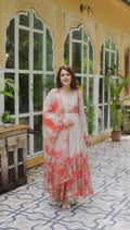 Teeya Creation Multi Color Organza Silk With Digital print With Embroidery Gown | Grocsy