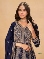 Anaita Navy Blue Faux Georgette Stitched Anarkali Suit with Heavy Embroidery Work | Grocsy