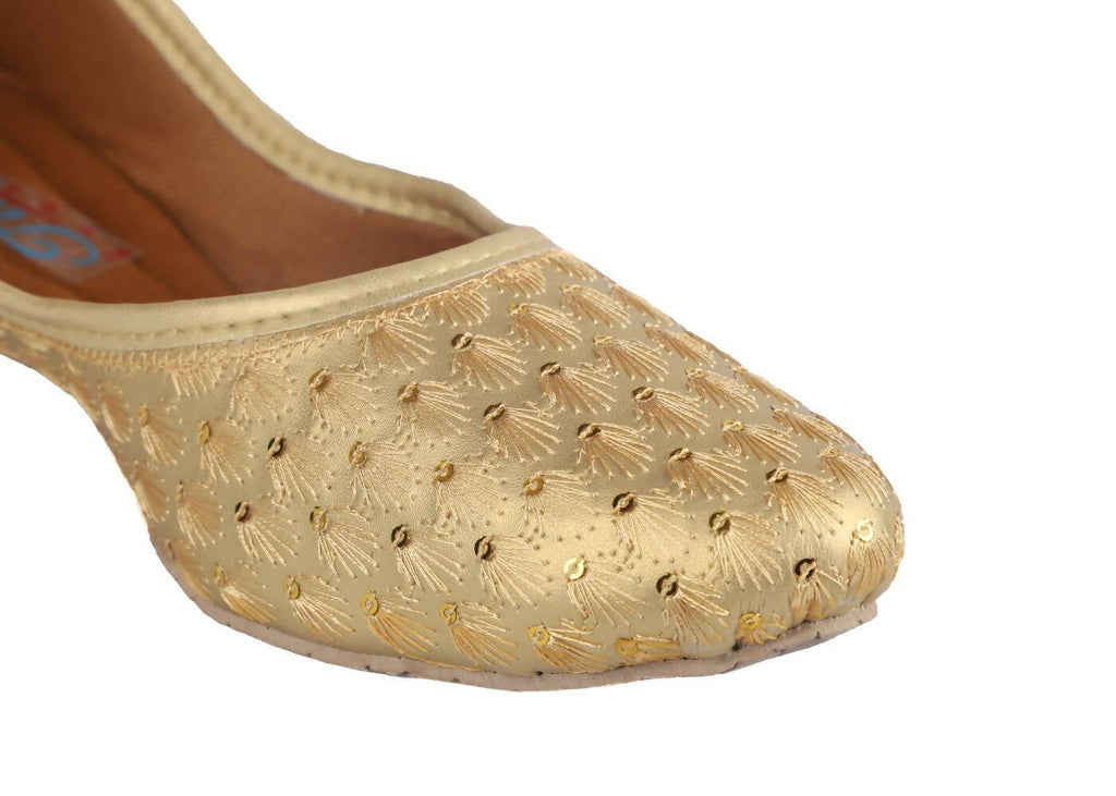 Tiny Bugs Girls Sequin Detailing Ethnic Juttis - Gold | Grocsy