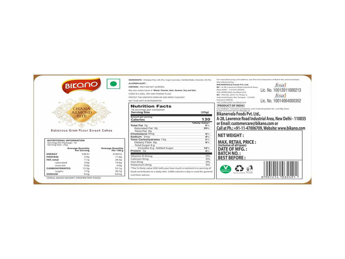 Bikano Chana Almond Bite | Grocsy