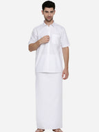 Ramraj Cotton Mens Half Sleeve Formal Poly Cotton White Shirt | Grocsy