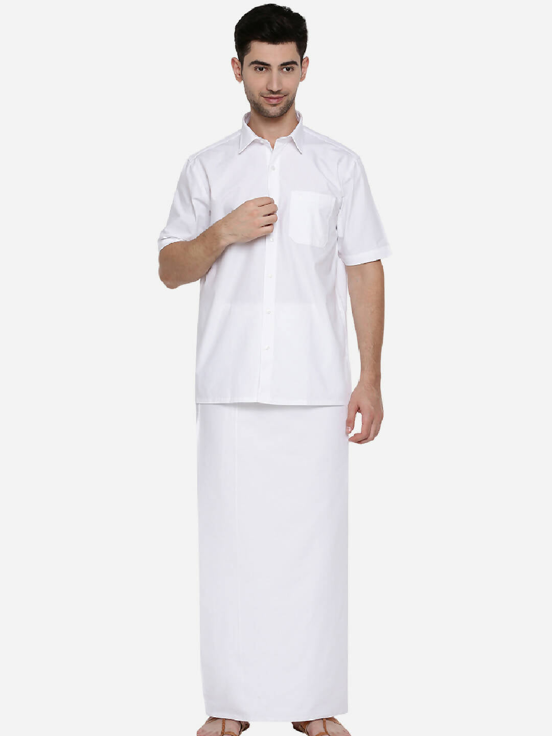 Ramraj Cotton Mens Half Sleeve Formal Poly Cotton White Shirt | Grocsy