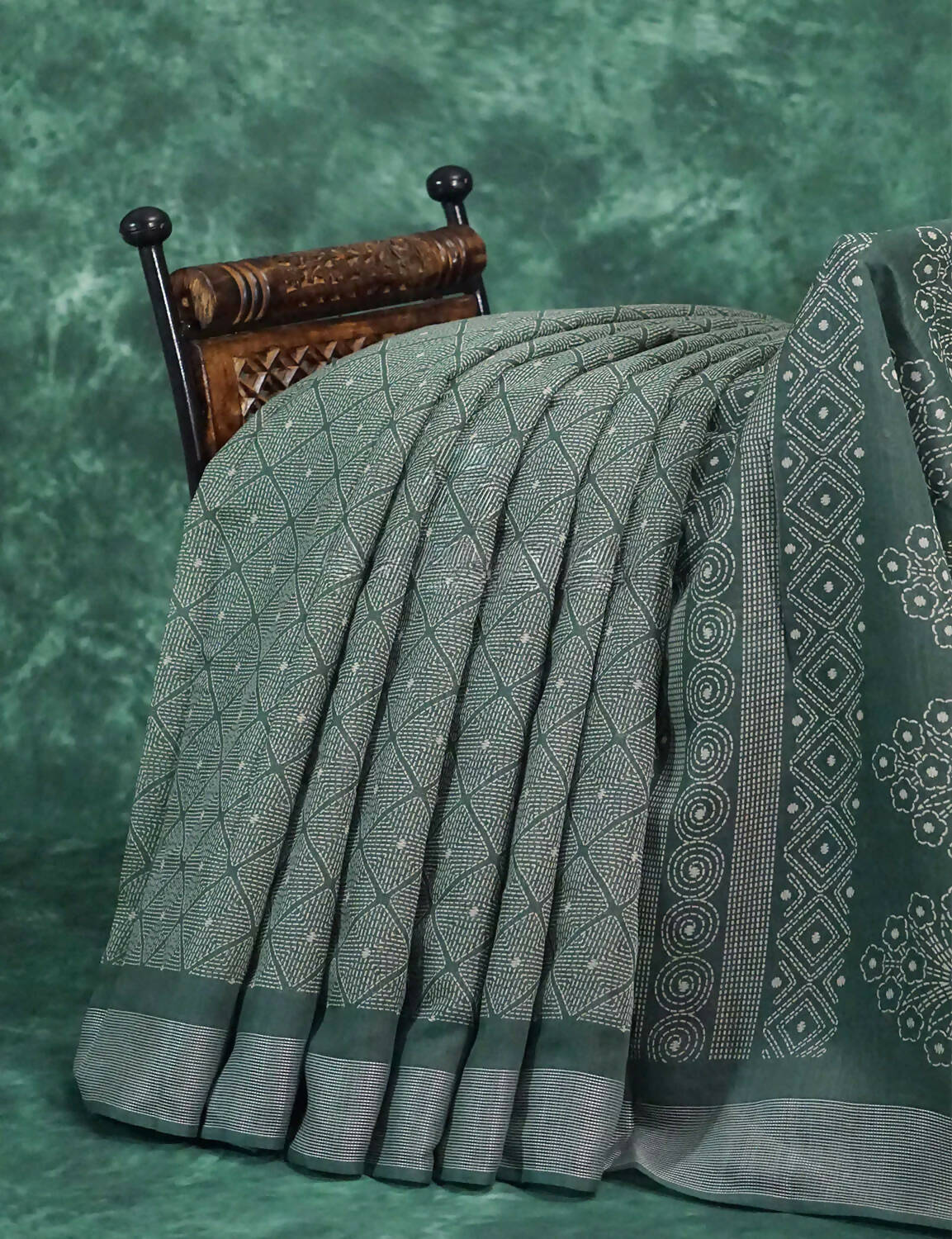 Mauve Green Colour Diamond Printed Semi Chanderi Saree By Gayathri Reddy Designer Studio | Grocsy