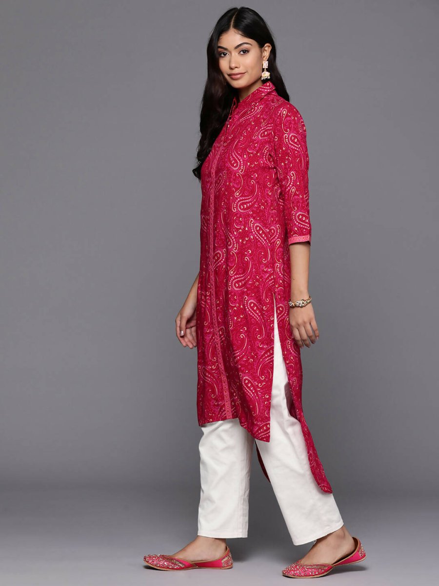Ahalyaa Women's Traditional wear Kurta - Red | Grocsy
