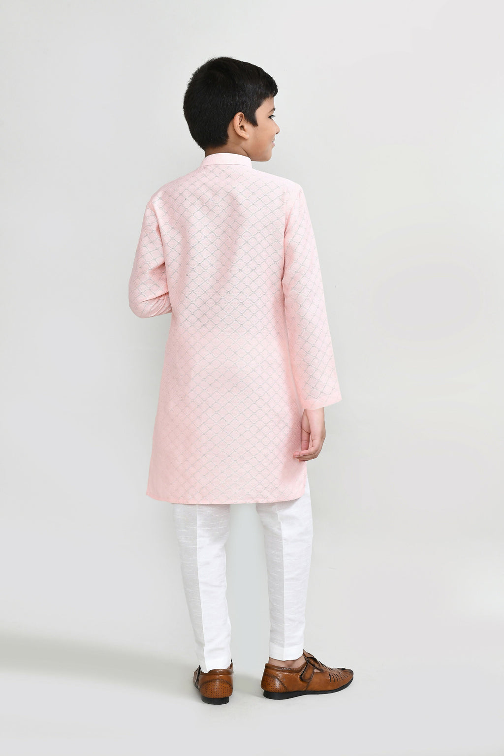 Joban Fashion Cotton Silk Peach Kurta With Straight Fit Pant | Grocsy