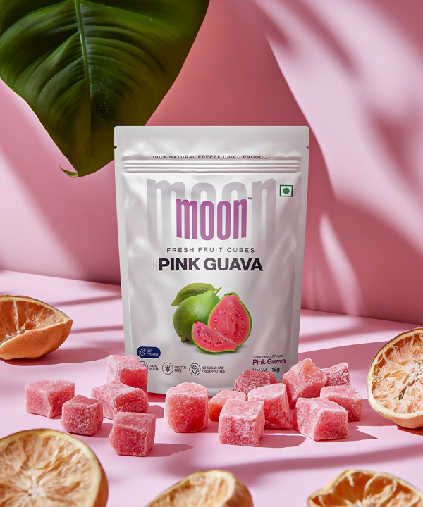 Moon Freeze Dried Pink Guava Cubes | Grocsy