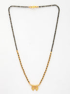 NVR Women's Gold-Polished Black Beaded Mangalsutra | Grocsy