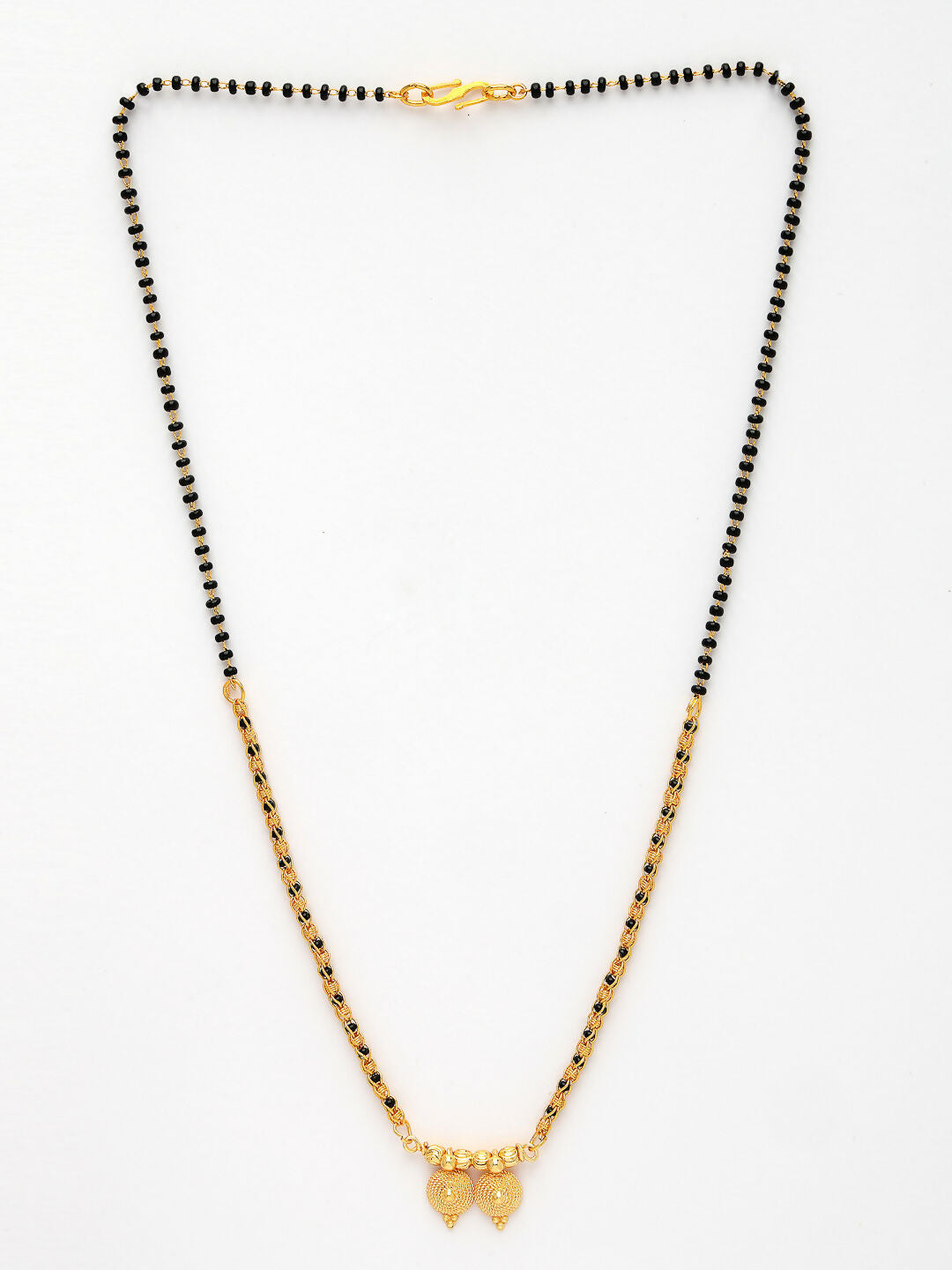 NVR Women's Gold-Polished Black Beaded Mangalsutra | Grocsy