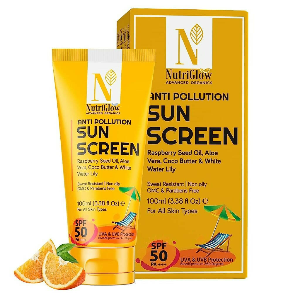 NutriGlow Advanced Organics Anti Pollution Sun Screen SPF 50 PA+++ | Grocsy