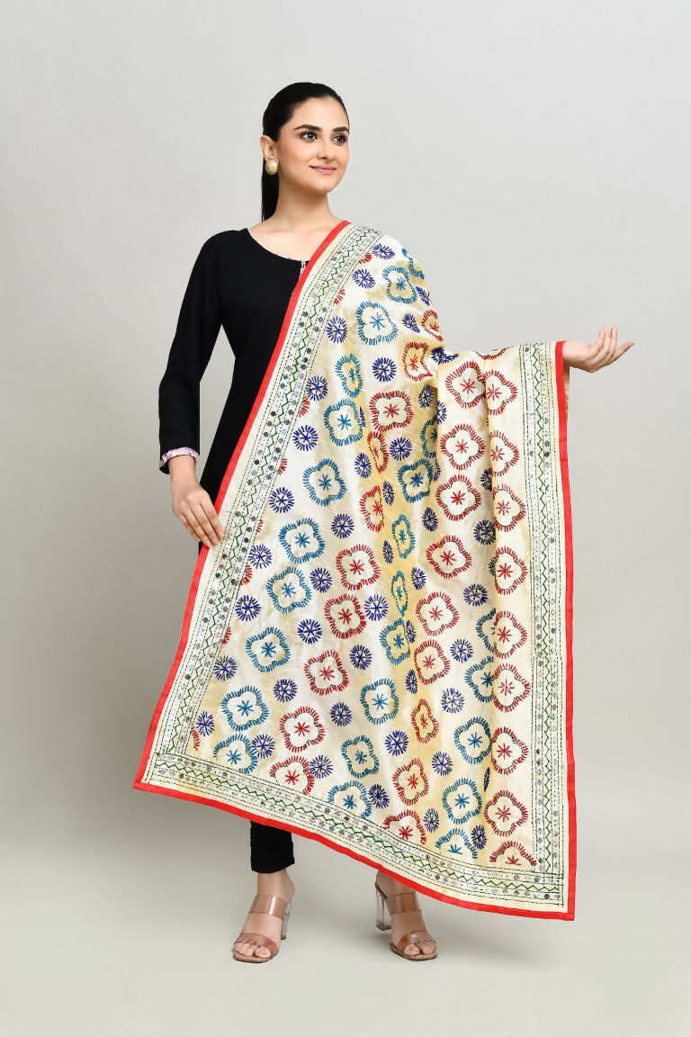 Joban Fashion Multi Color Cotton Embroidery Work Phulkari Dupatta | Grocsy