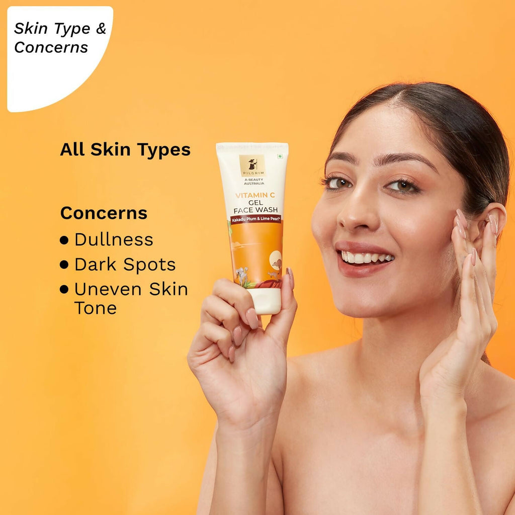 Pilgrim Australian Vitamin C Gel Face Wash For Glowing Skin With Kakadu Plum & Lime Pearl | Grocsy