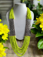 Inhanns Saree Shobha Statement Necklace - Neon Green Necklace | Grocsy