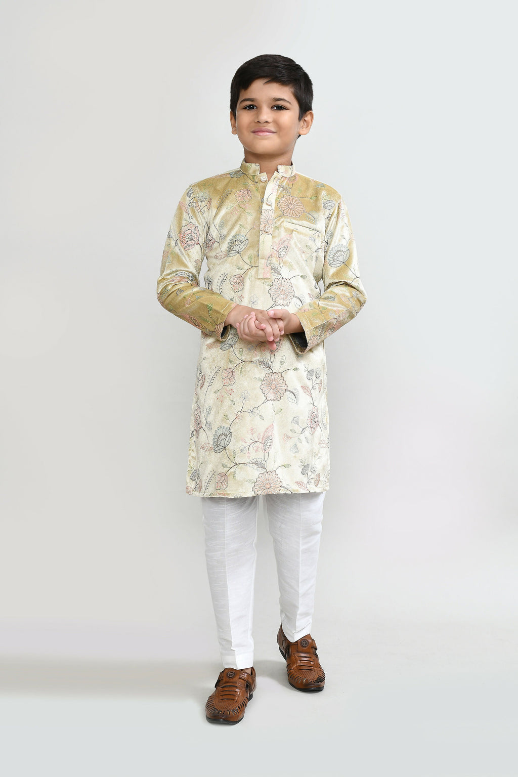 Joban Fashion Velvet Golden Kurta With Straight Fit Pant | Grocsy