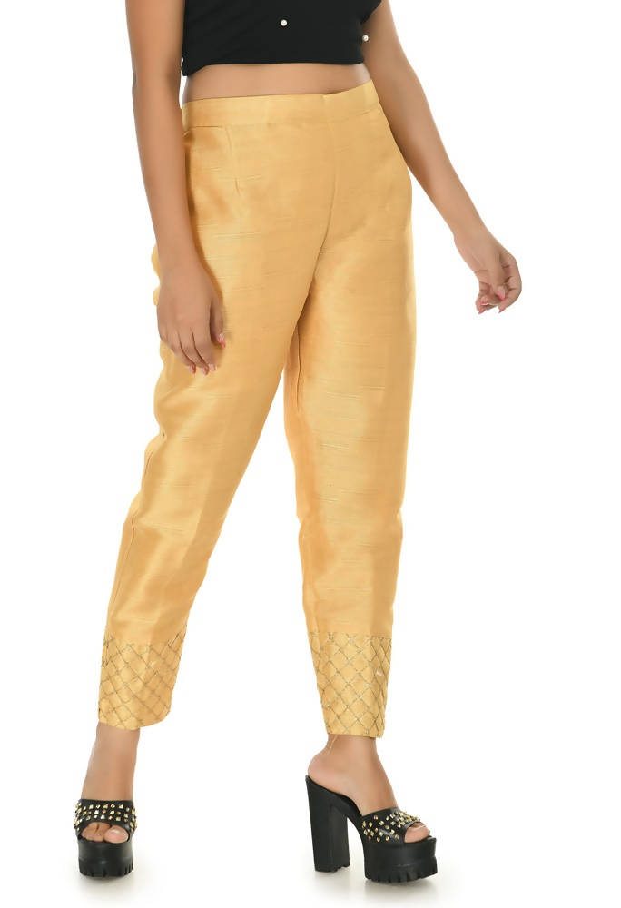 Mominos Fashion Moeza Silk Golden Color Pant | Grocsy
