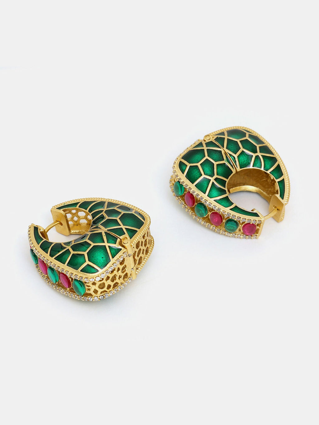 Ruby Raang Gold Polished Kundan Work Multi-Color Loops | Grocsy