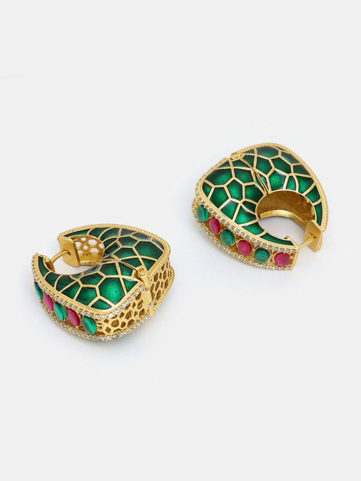Ruby Raang Gold Polished Kundan Work Multi-Color Loops | Grocsy