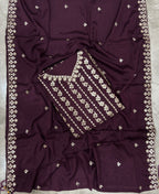 KC Latest Cocktail Wear Wine Chinon Sharara Suit For Women | Grocsy