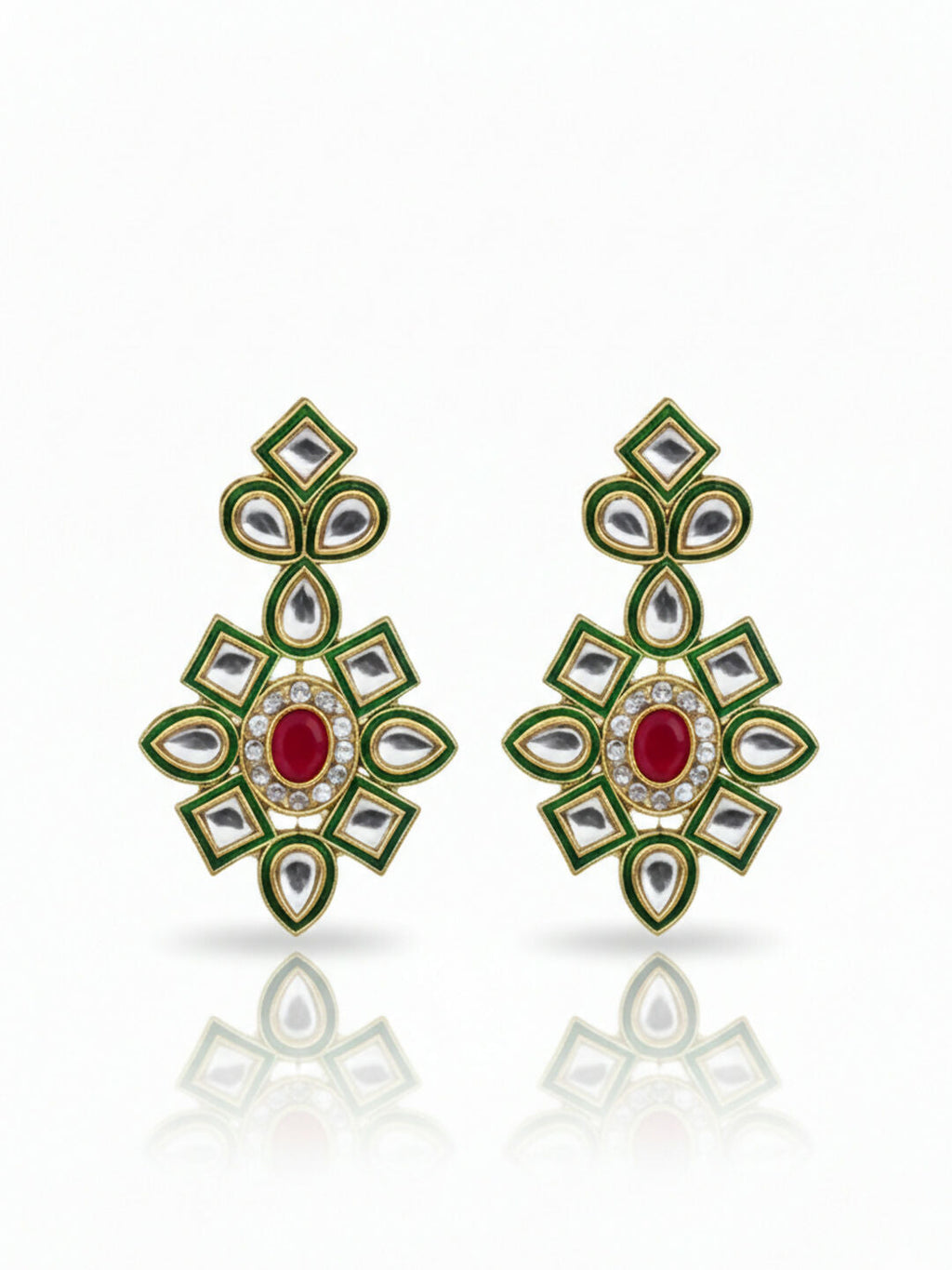 NVR Women Gold Plated White Kundan Jewellery Set | Grocsy
