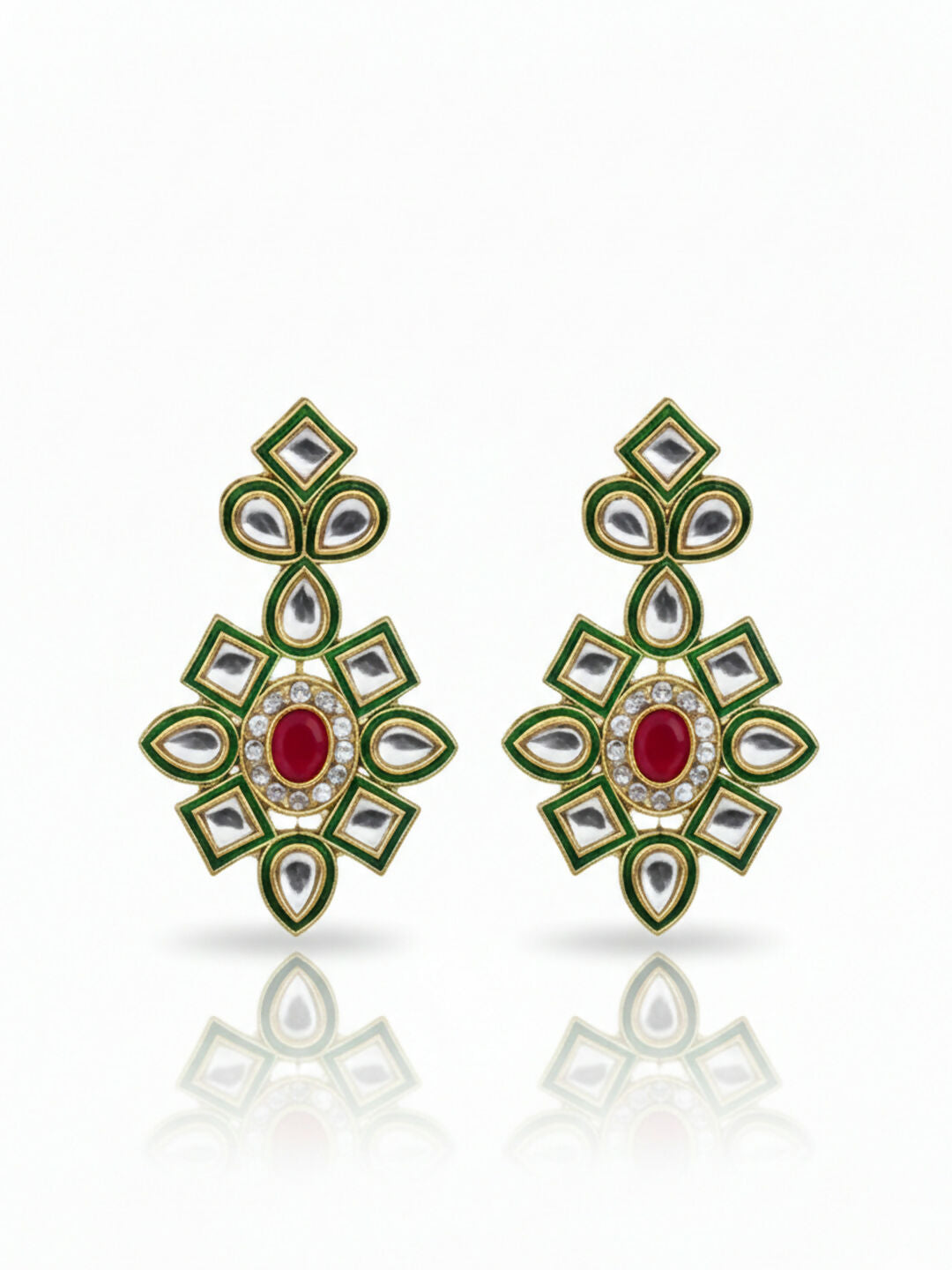 NVR Women Gold Plated White Kundan Jewellery Set | Grocsy