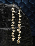 NVR Women Gold-Polished Pearls Studded Classic Layered Ear Chain Earrings | Grocsy