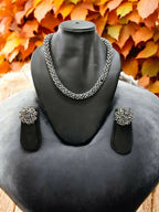 Inhanns Noor-E-Jalwa – Handmade Crystal Bead Necklace / Necklace With Earrings -Adjustable - Titanium | Grocsy