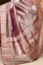 Joban Fashion Purple Saree Tissue Applick With Mirror | Grocsy