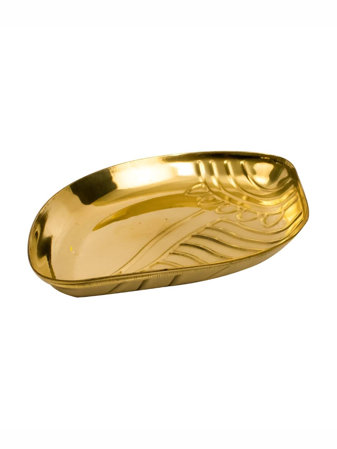 Spillbox Gold-Toned Brass Textured Sangu Thali Pooja Essential | Grocsy