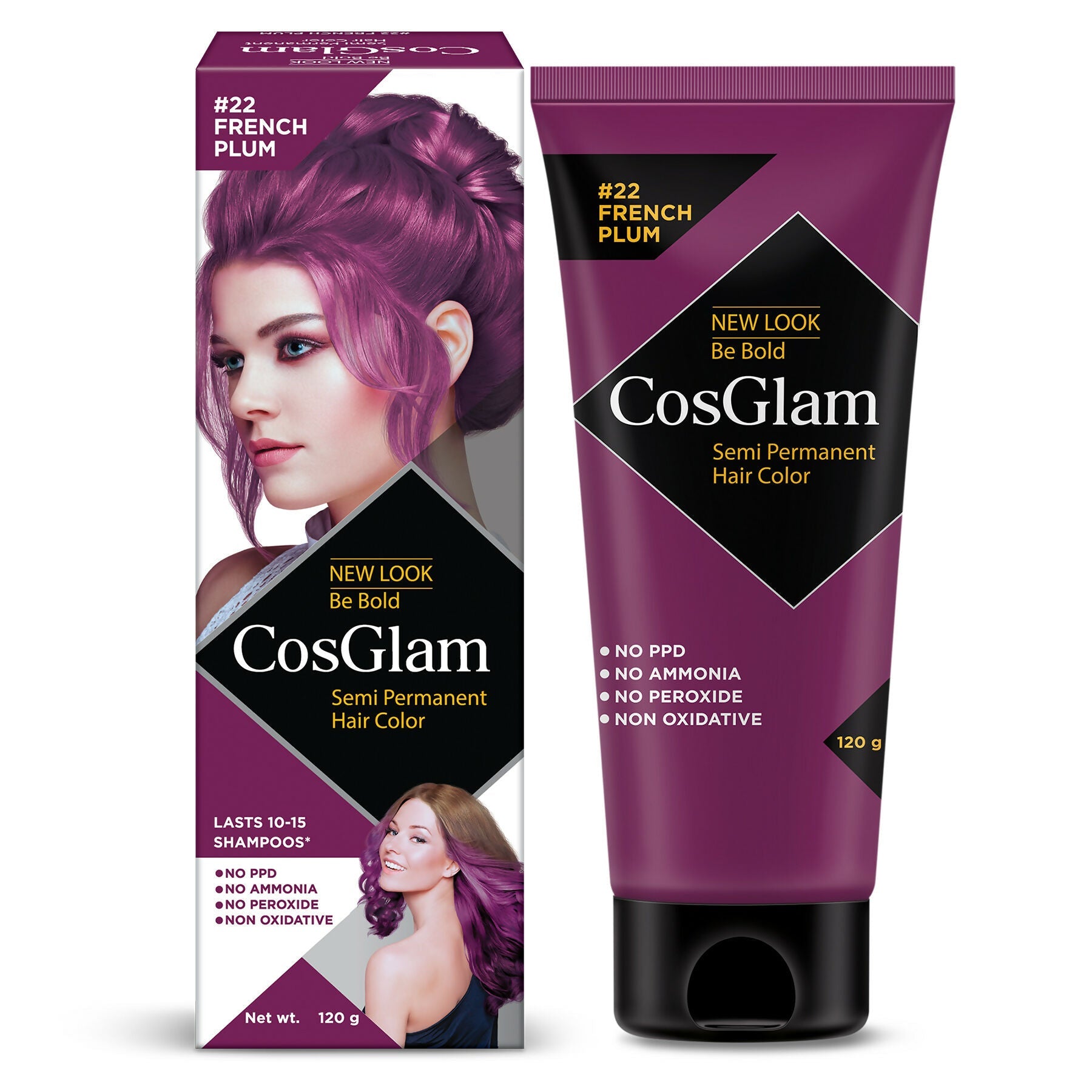 Cosglam Semi Permanent Hair Color for Women & Men (#22 French Plum) | Grocsy