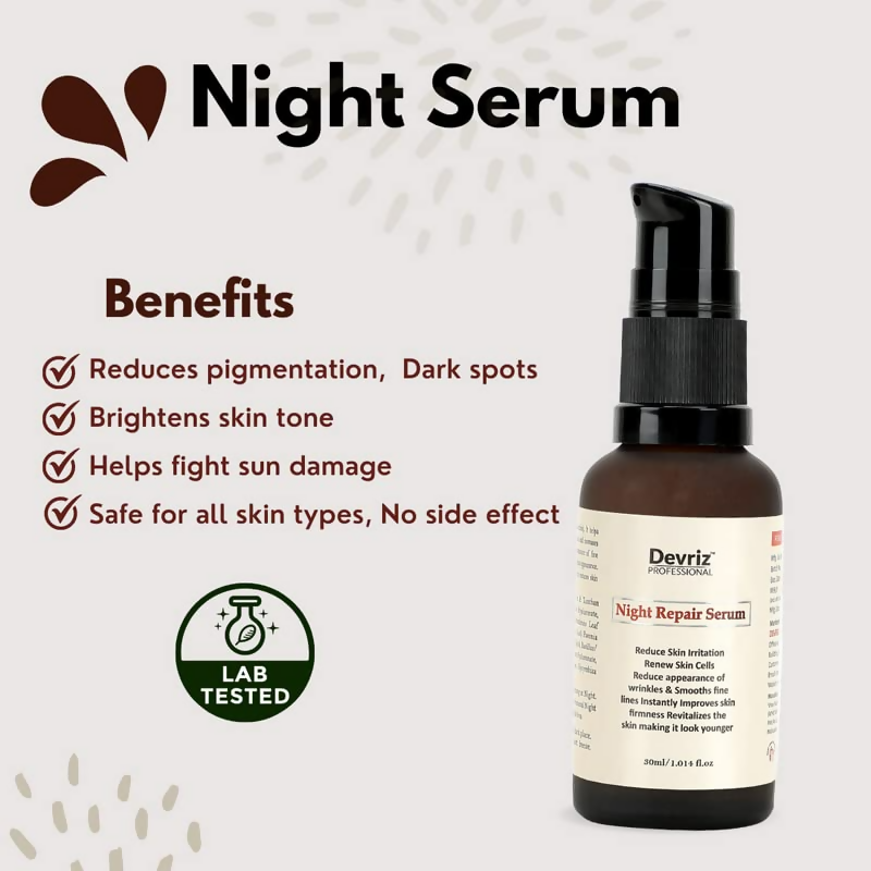 Devriz Professional Skin Night Serum For Dark Spots Uneven Skin Tone | Grocsy