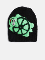 Chutput Kids Woollen Hand Knitted Monster Face Detail Cap - Black | Grocsy