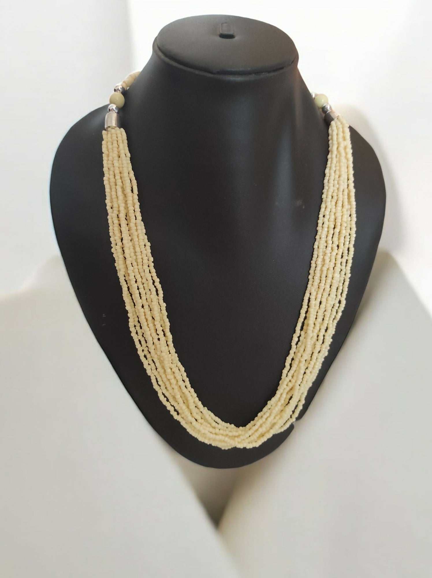 Inhanns Bloom Handmade Beaded Only Necklace - 12 Layers - Cream Necklace | Grocsy