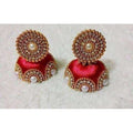 Red Color Jhumki with Beads Earrings | Grocsy