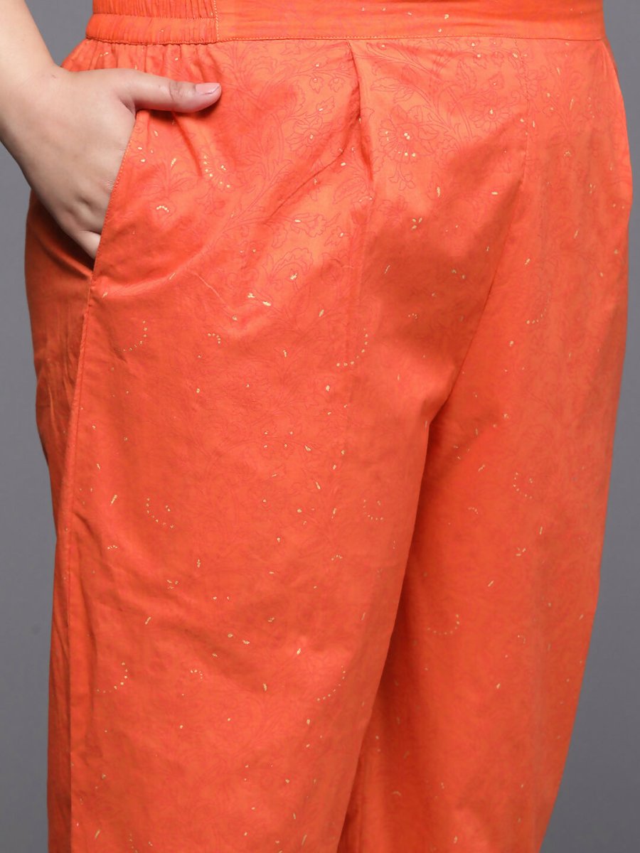 Ahalyaa Women's Traditional wear Kurta Set - Orange | Grocsy