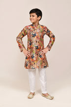 Joban Fashion Silk Dark Beige Kurta With Straight Fit Pant | Grocsy