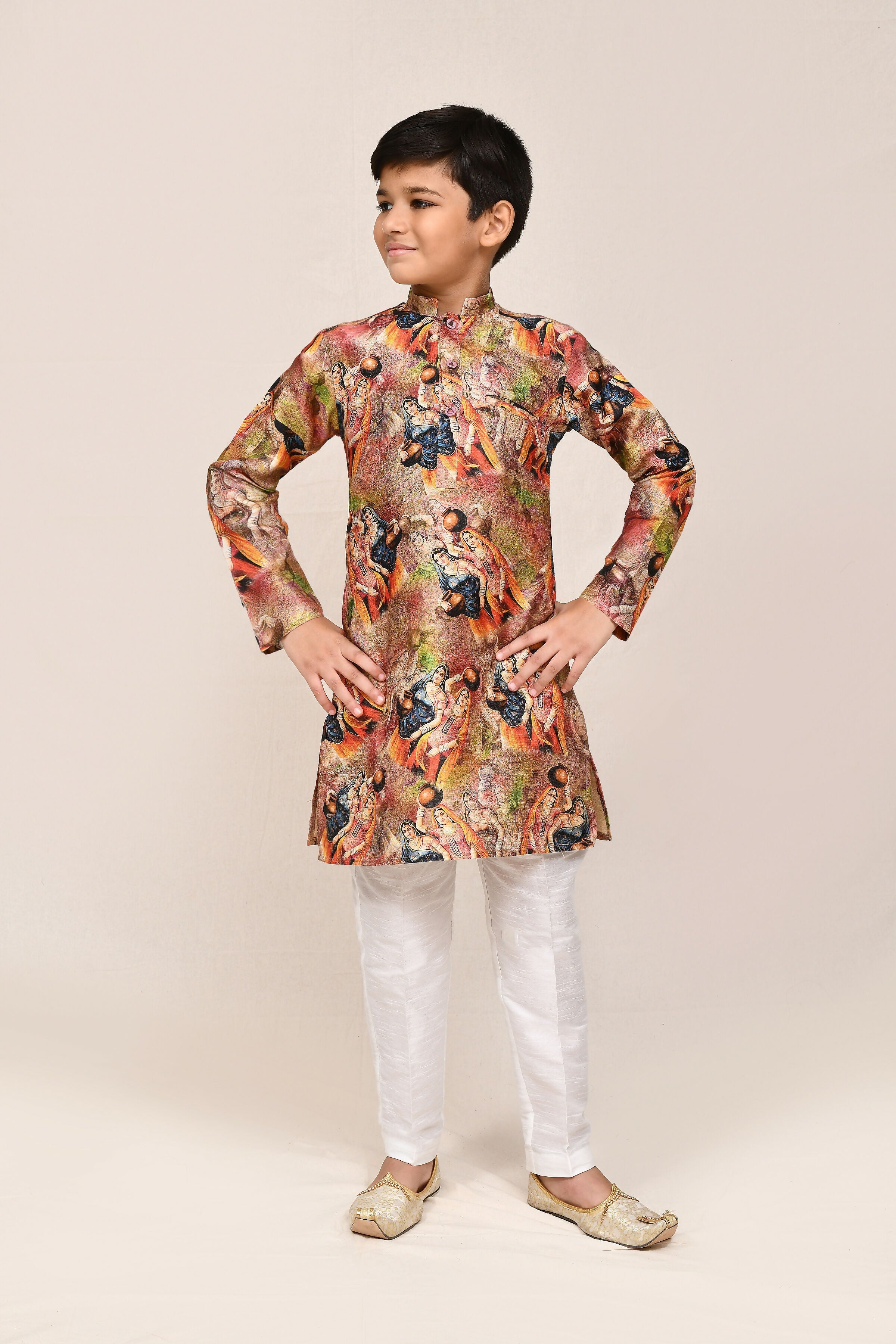 Joban Fashion Silk Dark Beige Kurta With Straight Fit Pant | Grocsy
