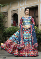 Wedding Designer Multi Soft Dola Silk Anarkali suit with Dupatta - Samanta | Grocsy
