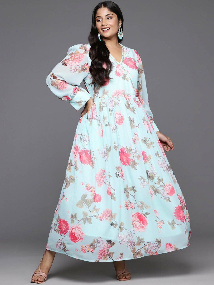 Ahalyaa Women's Traditional wear Ethnic Dress - Blue | Grocsy