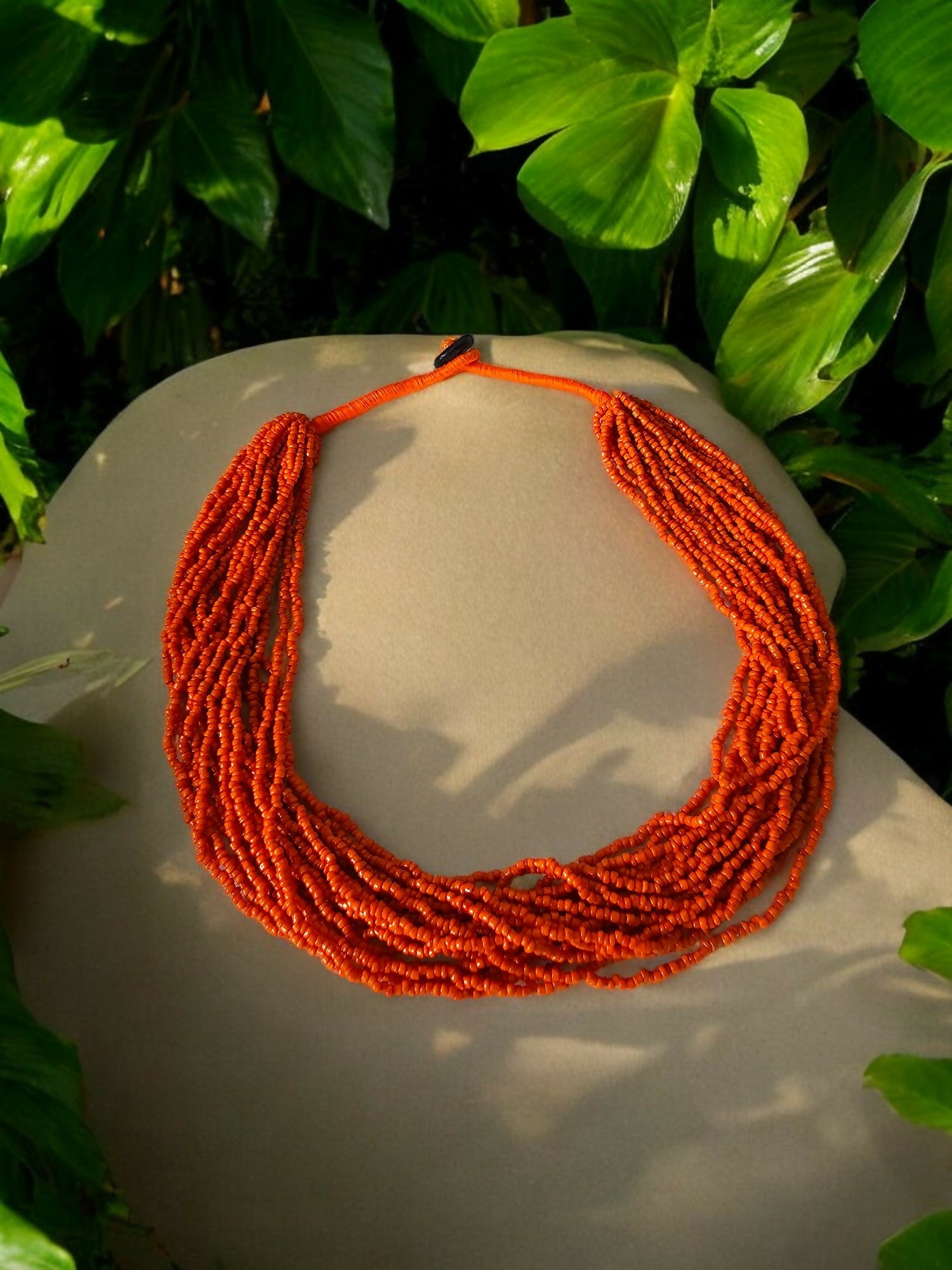 Inhanns Handmade Beaded Multilayer Necklace, 20 Layers - Orange | Grocsy
