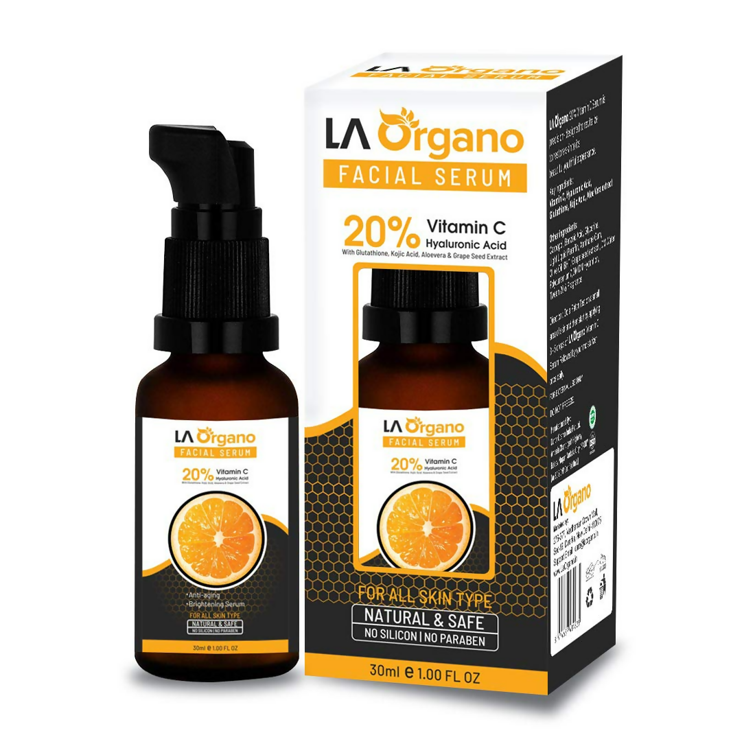 LA Organo Vitamin C Face Serum Anti-Aging Formula For Face Glowing | Grocsy